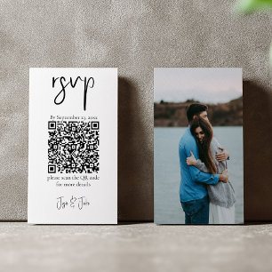 Cartão De Informações Sua foto, código QR preto e branco para resposta d