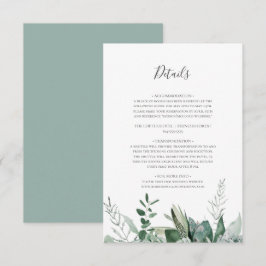 Cartão De Informações Succulent Greenery | Detalhes do Verde Sage