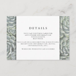 Cartão De Informações Suculente Verde Moderno | Detalhes da recepção de