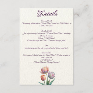 Cartão De Informações Suíte de Casamento Pastel Tulip Tipografia Elegant