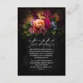 Cartão De Informações Sultry Nights Floral Wedding Details ID829
