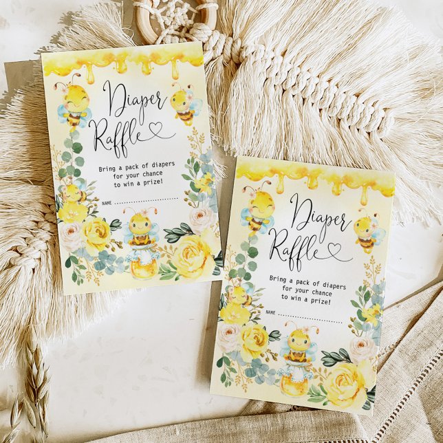 Cartão De Informações Summer Bumblebee Honeycomb Fralda Raffle (Criador carregado)