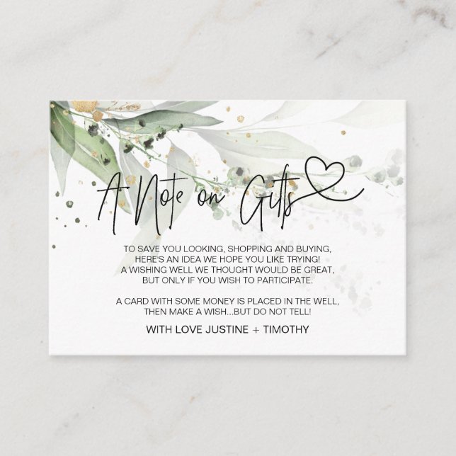 Cartão De Informações Summer Eucalyptus A Nota sobre Presentes Desejando (Frente)