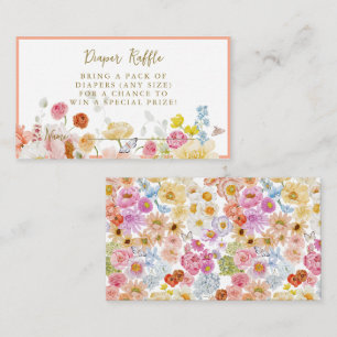 Cartão De Informações Summer Peach Floral Chá de fraldas Raffle
