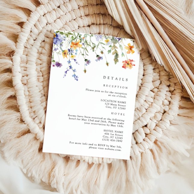 Cartão De Informações Summer Wildflower Wedding Details Enclosure Card (Criador carregado)
