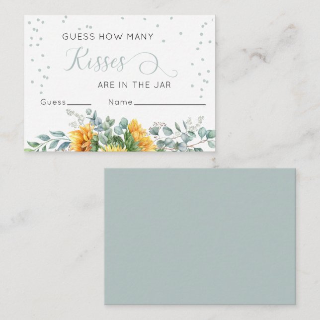 Cartão De Informações Sunflower Adivinha Quantos Beijos Respondem Cartõe (Frente/Verso)