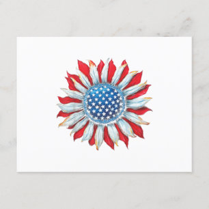 Cartão De Informações Sunflower American Flag 4 de julho Women Men Meri