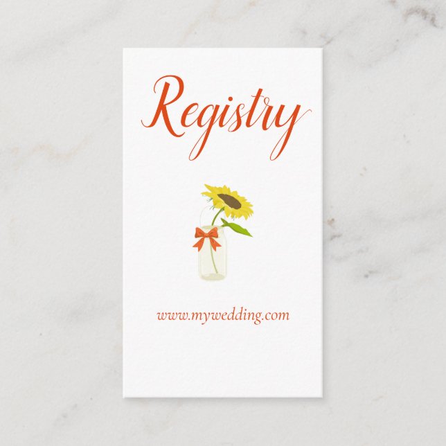 Cartão De Informações Sunflower bonito no registro de casamento de Mason (Frente)