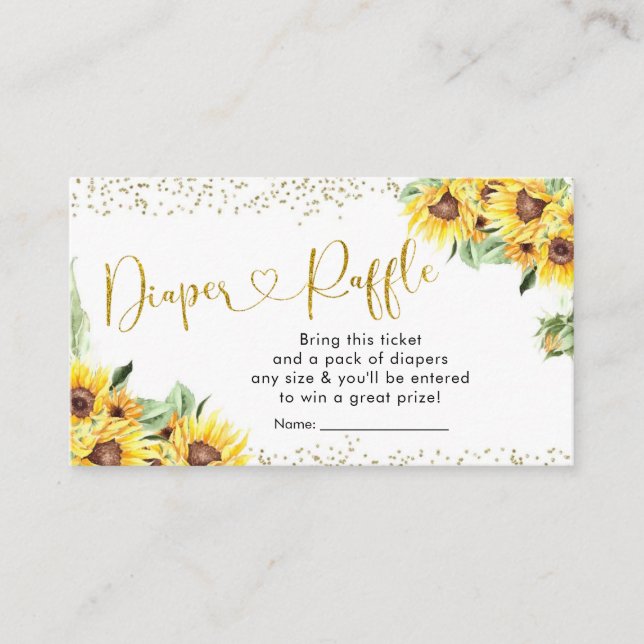 Cartão De Informações Sunflower está no caminho da Fralda Chá de fraldas (Frente)