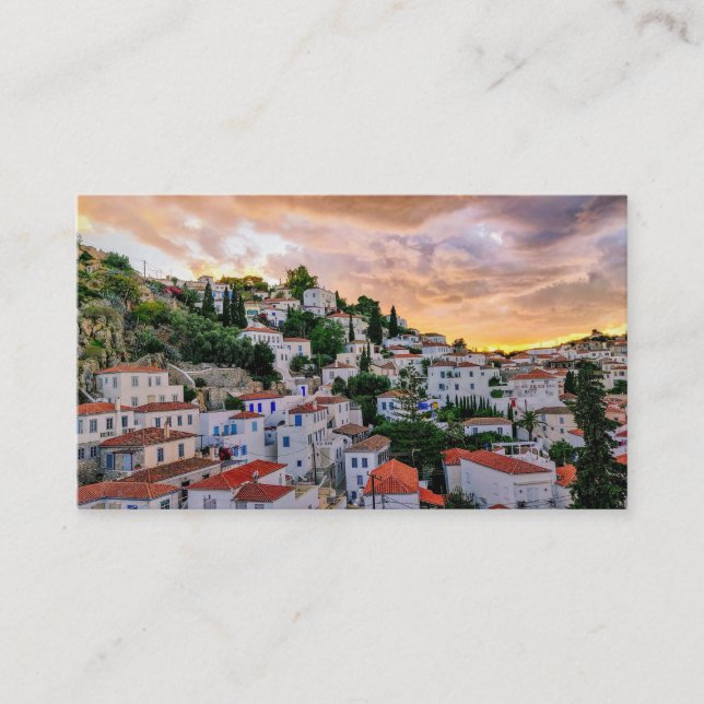 CARTÃO DE INFORMAÇÕES SUNSET NA GRÉCIA TRADICIONAL (Frente)