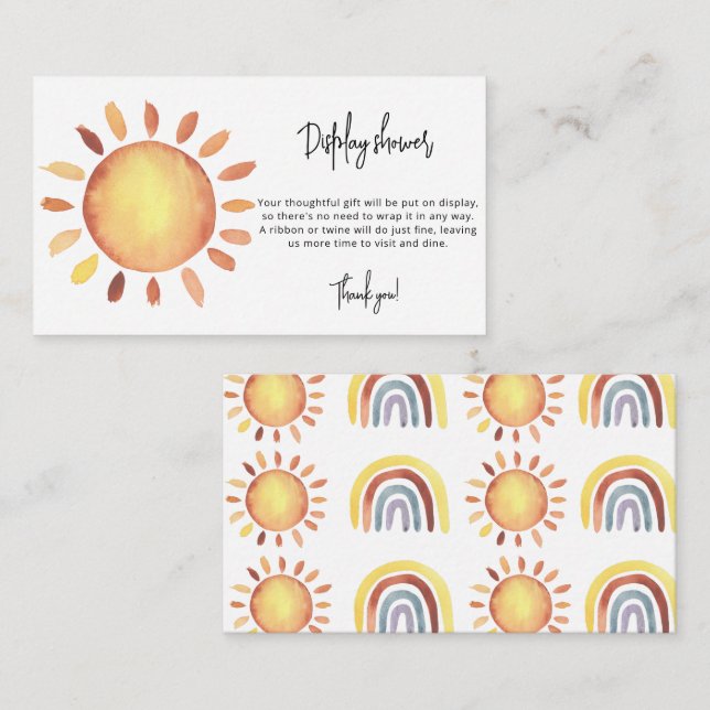 Cartão De Informações Sunshine - chá do monitor (Frente/Verso)