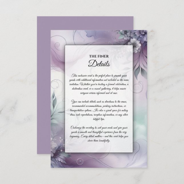 Cartão De Informações Suspiros de lavanda Mist e Aquarela (Frente/Verso)