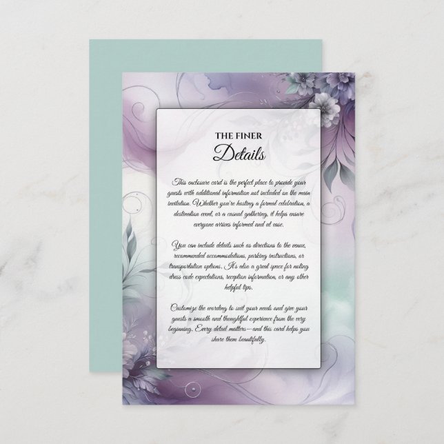 Cartão De Informações Suspiros de lavanda Mist e Aquarela (Frente/Verso)