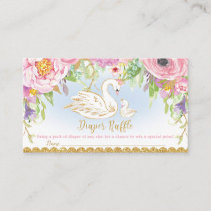 Cartão De Informações Swan Princesa Fralda Raffle Floral Baby Girl
