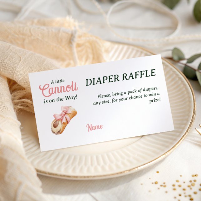 Cartão De Informações Sweet Cannoli Pink Bow Girl Italian Baby Shower (Criador carregado)