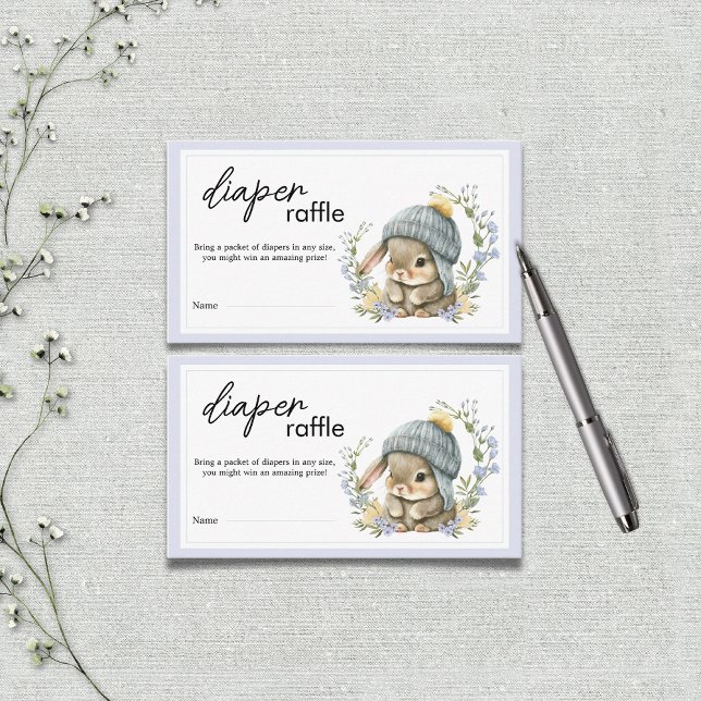 Cartão De Informações Sweet Little Bunny Botanical Diaper Raffle (Sweet Little Bunny Botanical Diaper Raffle Enclosure Card)