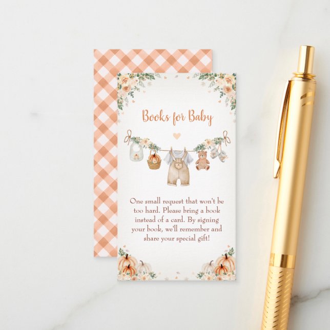 Cartão De Informações Sweet Little Pumpkin Autumn Baby Shower (Frente/Verso In Situ)