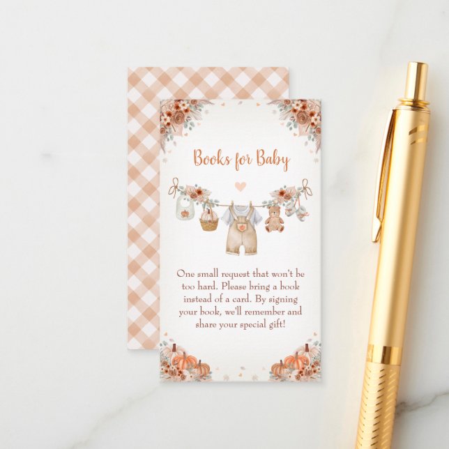 Cartão De Informações Sweet Little Pumpkin Autumn Baby Shower  (Frente/Verso In Situ)