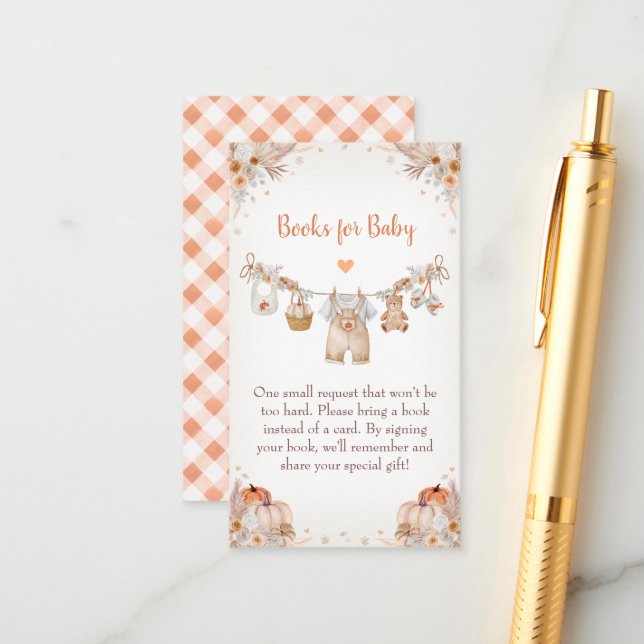 Cartão De Informações Sweet Little Pumpkin Autumn Baby Shower  (Frente/Verso In Situ)