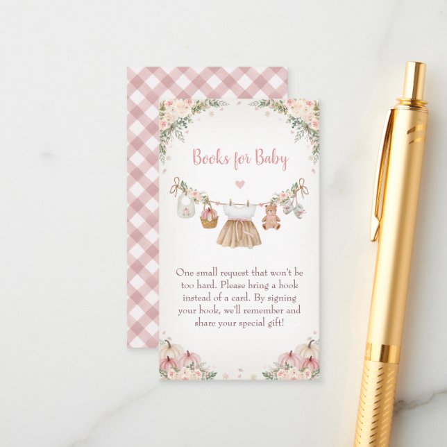 Cartão De Informações Sweet Little Pumpkin Autumn Baby Shower (Frente/Verso In Situ)