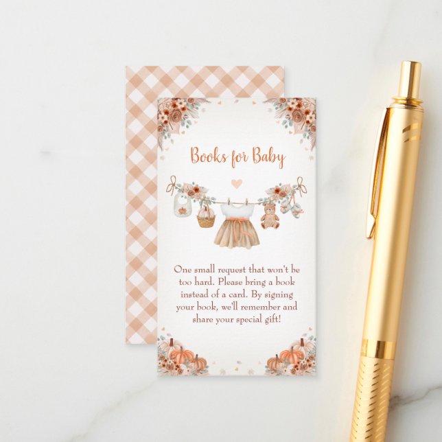 Cartão De Informações Sweet Little Pumpkin Autumn Baby Shower  (Frente/Verso In Situ)