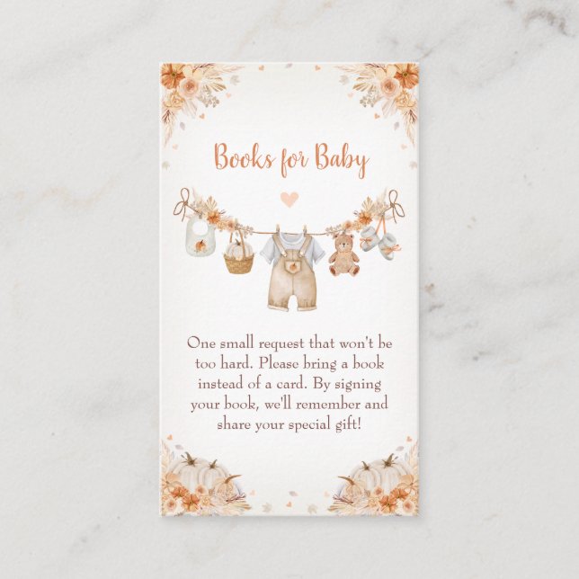 Cartão De Informações Sweet Little Pumpkin Autumn Baby Shower (Frente)