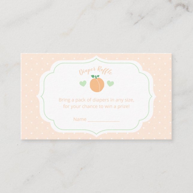 Cartão De Informações Sweet Peach Elegant Baby Shower Diaper Raffle (Frente)