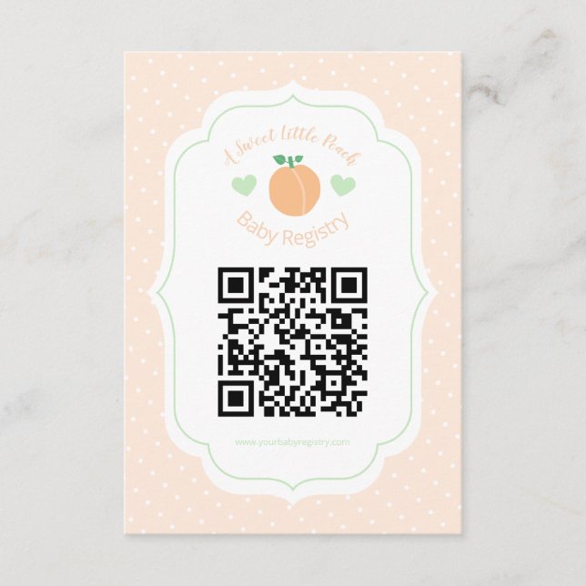 Cartão De Informações Sweet Peach Elegant Baby Shower Registry (Frente)