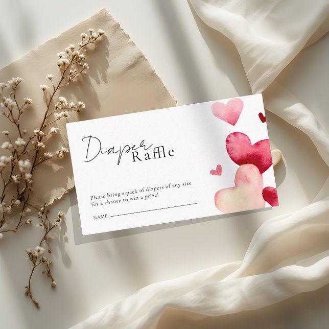 Cartão De Informações Sweet Red Hearts Baby Shower Diaper Raffle Ticket (Criador carregado)