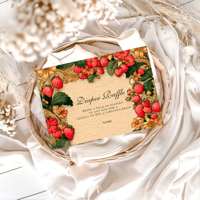 Cartão De Informações Sweet Strawberry Storybook Diapper Raffle  (Criador carregado)