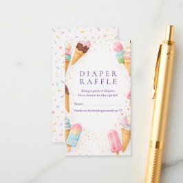 Cartão De Informações Sweet Treat Ice Cream Baby Shower Diaper Raffle