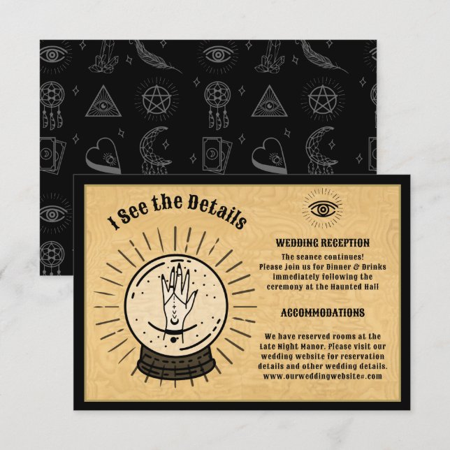 Cartão De Informações Tabuleiro Espiritual Místico Gótico Detalhes da Bo (Frente/Verso)