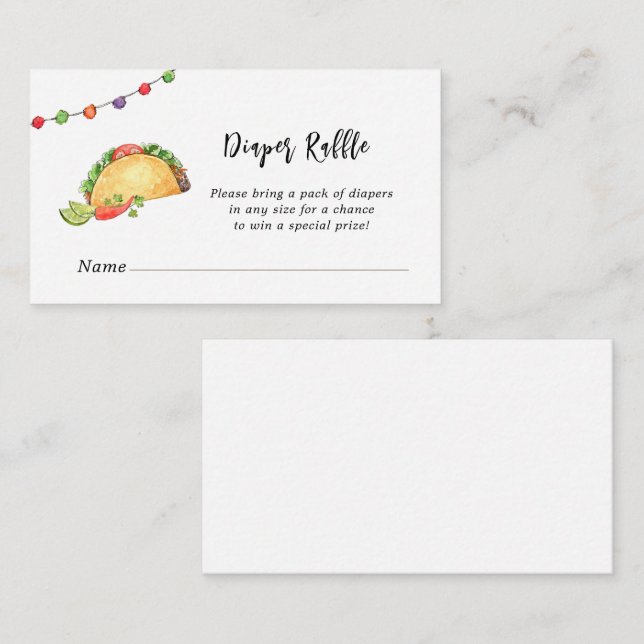 Cartão De Informações Taco Bout Fralda Raffle (Frente/Verso)