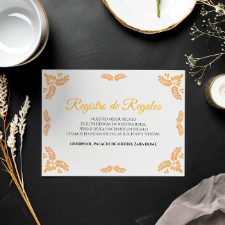 Cartão De Informações Talavera Yellow Floral Minimalist Spanish Wedding