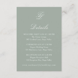 Cartão De Informações Talula Sage Green Elegant Wedding
