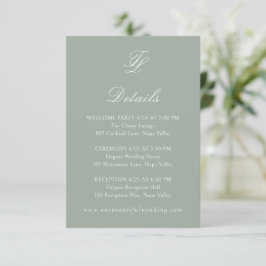 Cartão De Informações Talula Sage Green Elegant Wedding