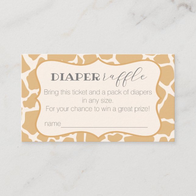 Cartão De Informações Tan Baby Boy Giraffe Fralda Raffle (Frente)