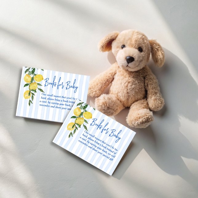 Cartão De Informações Tao baby lemons - Pedido de livro chá de fraldas i (Ciao baby lemons Italian baby shower book request Enclosure Card books for baby cards)
