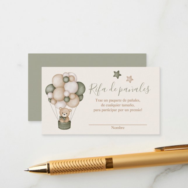 Cartão De Informações Tarjeta para Rifa de pañales (Frente/Verso In Situ)