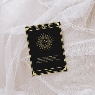 Cartão De Informações Tarot Card Elegant Wedding Reception Vintage Sun