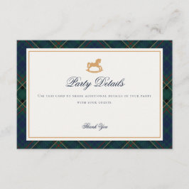 Cartão De Informações Tartan Plaid Rocking Horse Details Insert Card