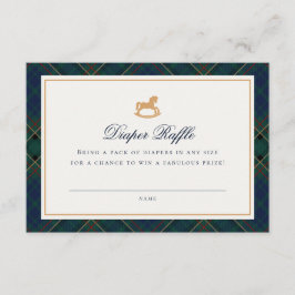 Cartão De Informações Tartan Plaid Rocking Horse Diaper Raffle Card
