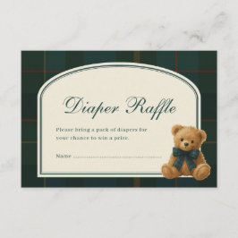 Cartão De Informações Tartan Teddy Bear Baby Shower Diaper Raffle
