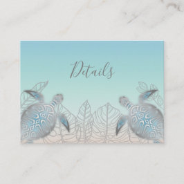 Cartão De Informações Tartarugas do Mar de Prata | Detalhes do Casamento