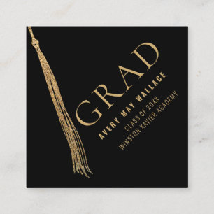 Cartão De Informações Tassel Preto Dourado de Foto Personalizada de Form