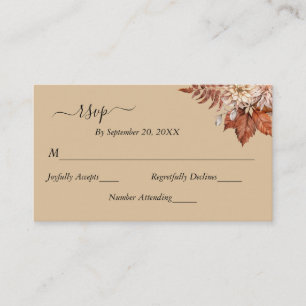 Cartão De Informações Taupe Beige Terracotta Floral Boho Wedding RSVP