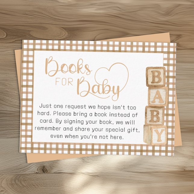 Cartão De Informações Taupe Books for Baby Card | Baby Shower Insert (Books for Baby Card)
