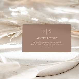Cartão De Informações Taupe Minimalista e Chic Detalhes do Casamento