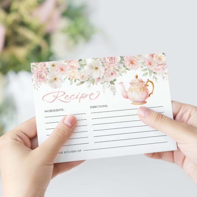 Cartão De Informações Tea Party Bridal Shower Recipe (Tea Party Bridal Shower Recipe Enclosure Card
)