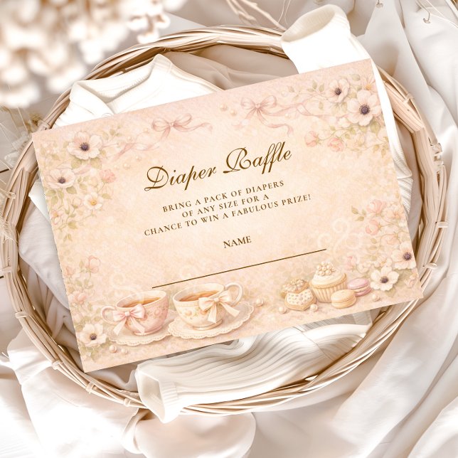 Cartão De Informações Tea Party With Mom-to-Be Diapper Raffle (Criador carregado)